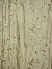 Morgan Deep Champagne Embroidered Floral Faux Silk Custom Made Curtains