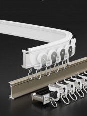 CHR45 Bendable Ivory and Champagne Curtain Tracks Ceiling/Wall Mount For Bay Windows/Corner Windows