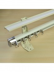 CHR7425 Ceiling & Wall Mount Double Curtain Track Set with Valance Track (Color: Ivory)