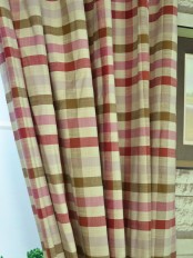 Hudson Cotton Blend Middle Check Custom Made Curtains Cardinal Color