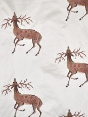 Silver Beach Embroidered Sika Deer Faux Silk Custom Made Curtains (Color: Ivory)