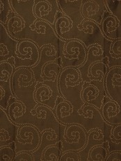 Halo Embroidered Scroll Damask Dupioni Silk Fabrics (Color: Chocolate)