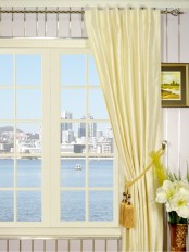 Oasis Traditional Solid Back Tab Dupioni Silk Curtains