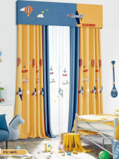 QYOM1221A Baker Plane And Hot Air Balloon Yellow Custom Made Children Curtains(Color: Yellow)