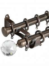 QYR08 1-1/8" Grattai Crystal Ball Finial Aluminum Alloy Single Double Curtain rod set