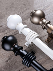 QYR67 1-1/8" Ivory Black Bronze Ball Finial Aluminum Alloy Single Double Curtain rod set