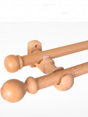 QYT08 1-1/8"  Ash Wood Single Double Curtain Rod Sets