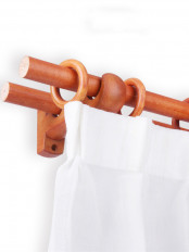 QYT09 1-1/8"  Ash Wood Red Wood Single Double Curtain Rod Sets 