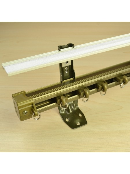 CHR7025 Custom Ceiling & Wall Mount Double Curtain Track Set with Valance Track (Color: Light Champange)