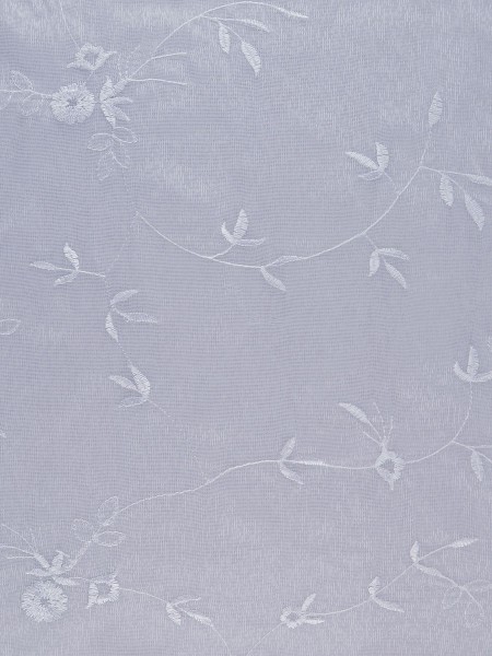 Elbert Branch Leaves Embroidered Sheer Fabric Sample White Color