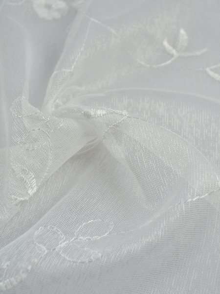 Elbert Branch Leaves Embroidered Sheer Fabric Sample (Color: Ivory)