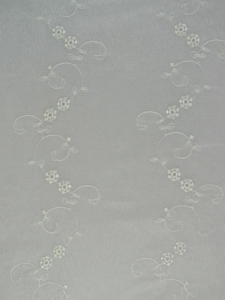 Elbert Vine Floral Pattern Embroidered Grommet White Sheer Curtain Panels Online Ivory Color