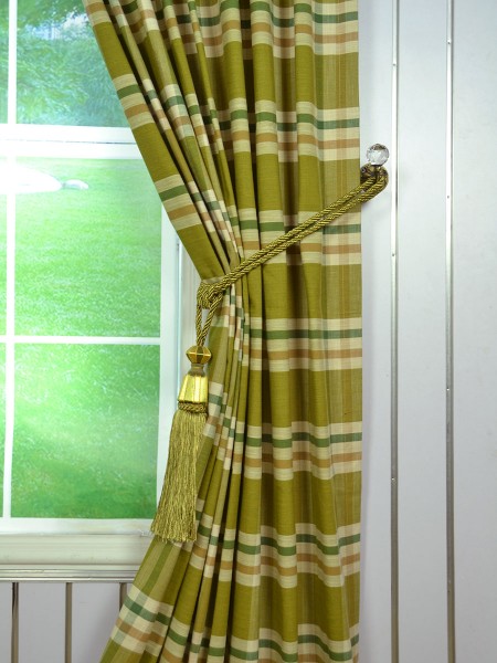 Extra Wide Hudson Large Plaid Tab Top Curtains 100 Inch - 120 Inch Curtain Panel Tassel Tieback