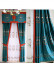 EQYHL225PA Extra Wide Gold Blue Red Embroidered Lotus Pinch Pleat Ready Made Blockout Curtains For Dining Room